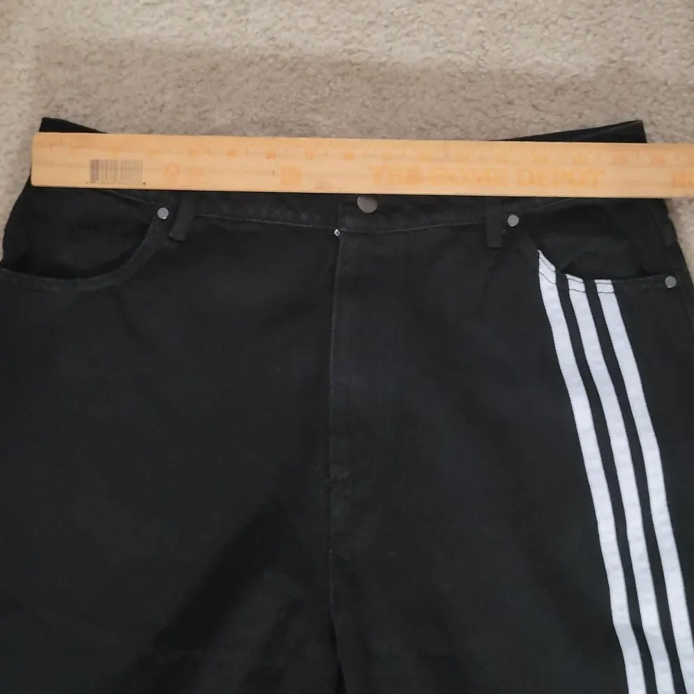 NWOT Adidas Adibreak Denim Two-In-One Jeans Womens 32 Black White Baggy Skater - Picture 11 of 16